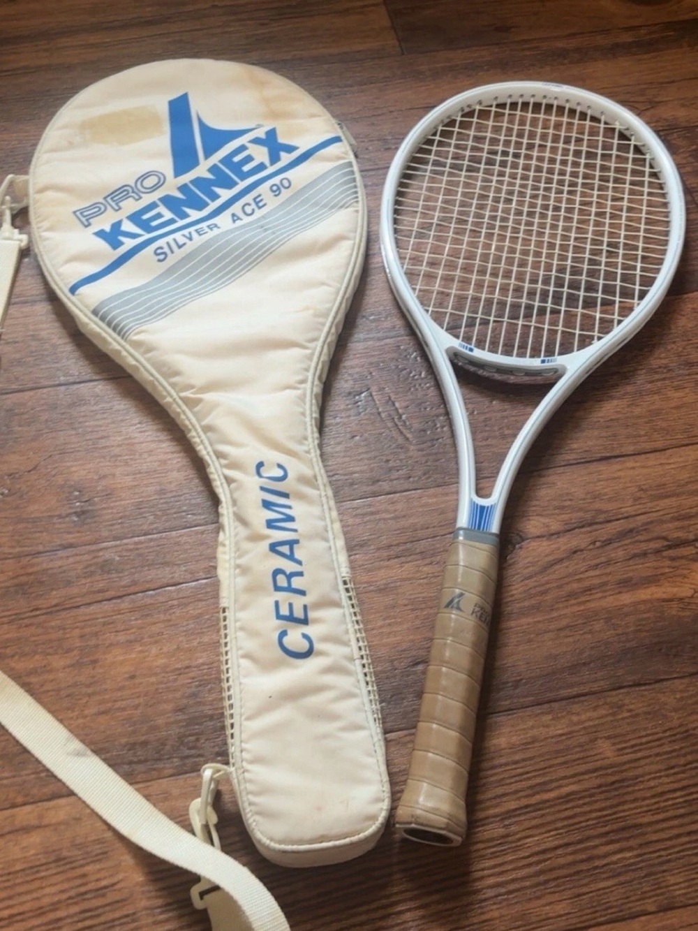 Ceramic Silver Ace 90 Beige Tennis Racket with Cover